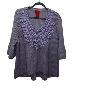 Vintage cristina lavender purple embellished sweater xl